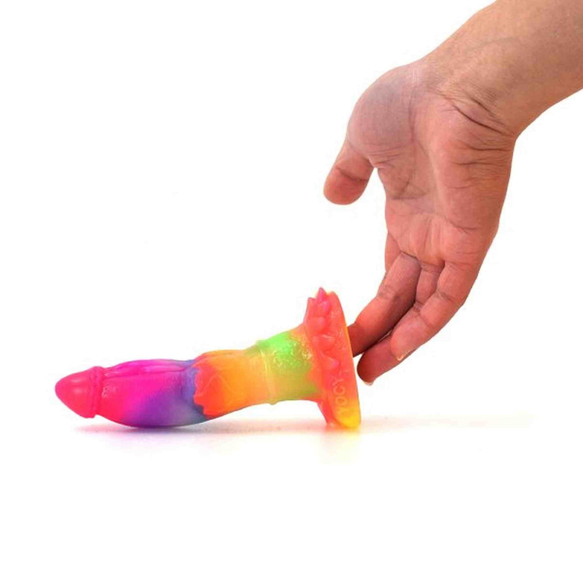 Dildo T-Rex multicolore tie-dye in materiale flessibile