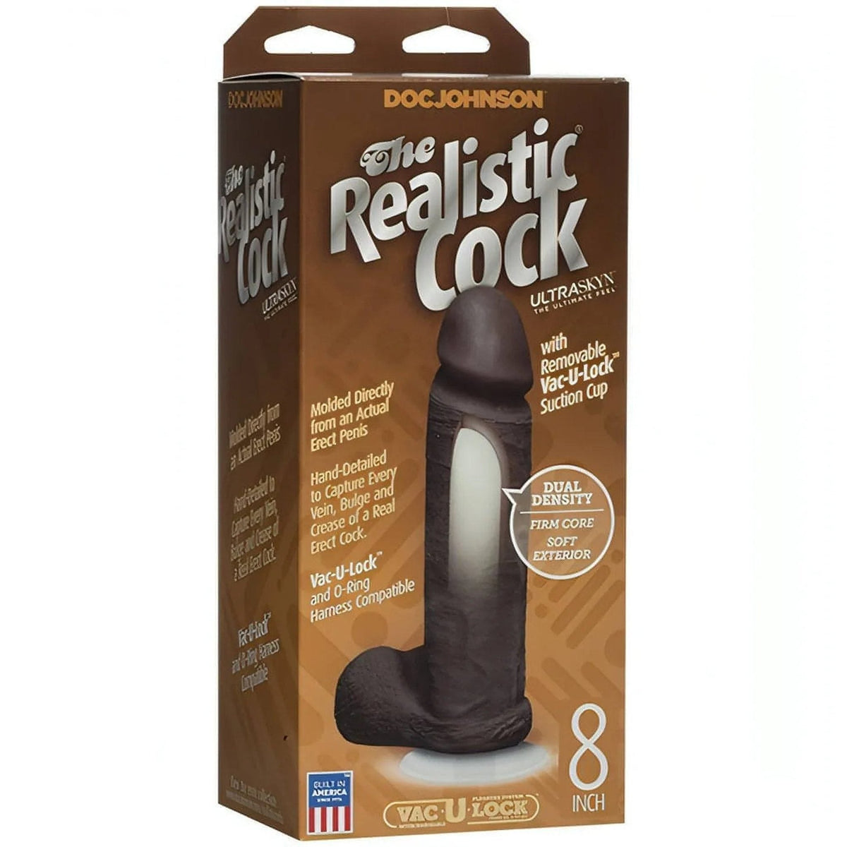 UR3 The Realistic Cock 8″ - Black