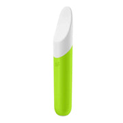 Vibratore bullet Satisfyer Ultra Power 7 verde lime con testa bianca e logo SF in rilievo