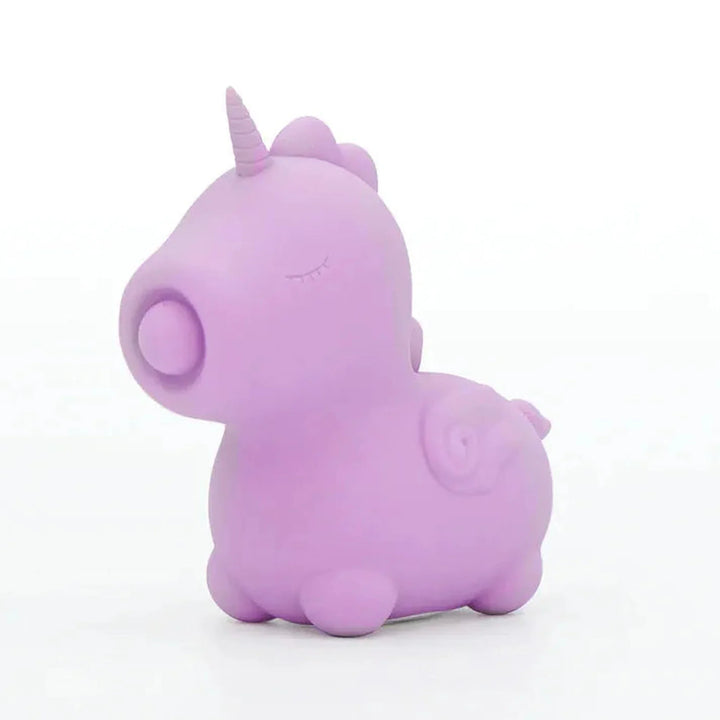 Vibratore clitorideo Unihorn Karma Lilac profilo laterale unicorno superficie morbida