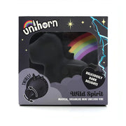 Confezione vibratore clitorideo Unihorn Wild Spirit nera con finestra trasparente e logo arcobaleno
