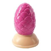 Vista frontale dildo pigna rosa con base beige