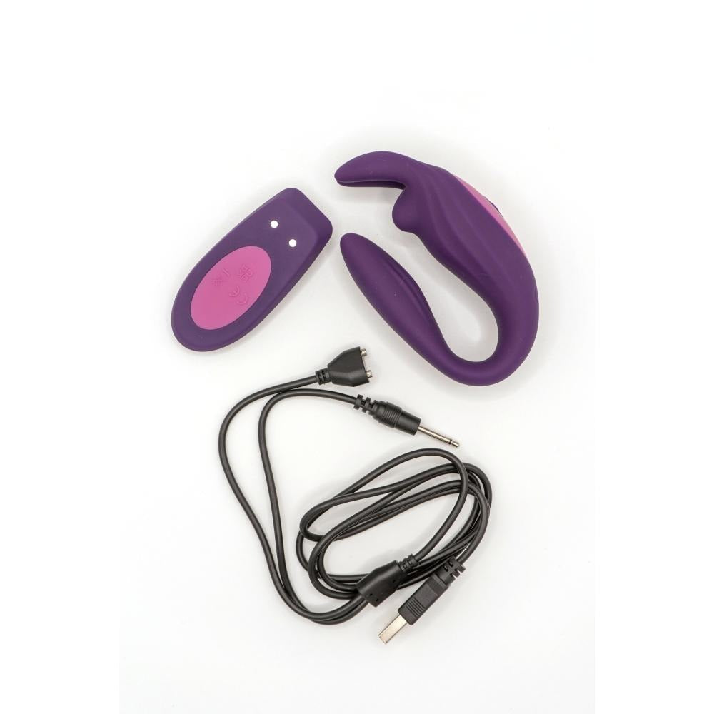 Set vibratore di coppia Venere wireless viola con telecomando e cavo di ricarica USB