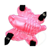 Vibratore farfalla rosa vista superiore con ali scolpite e cinghie regolabili