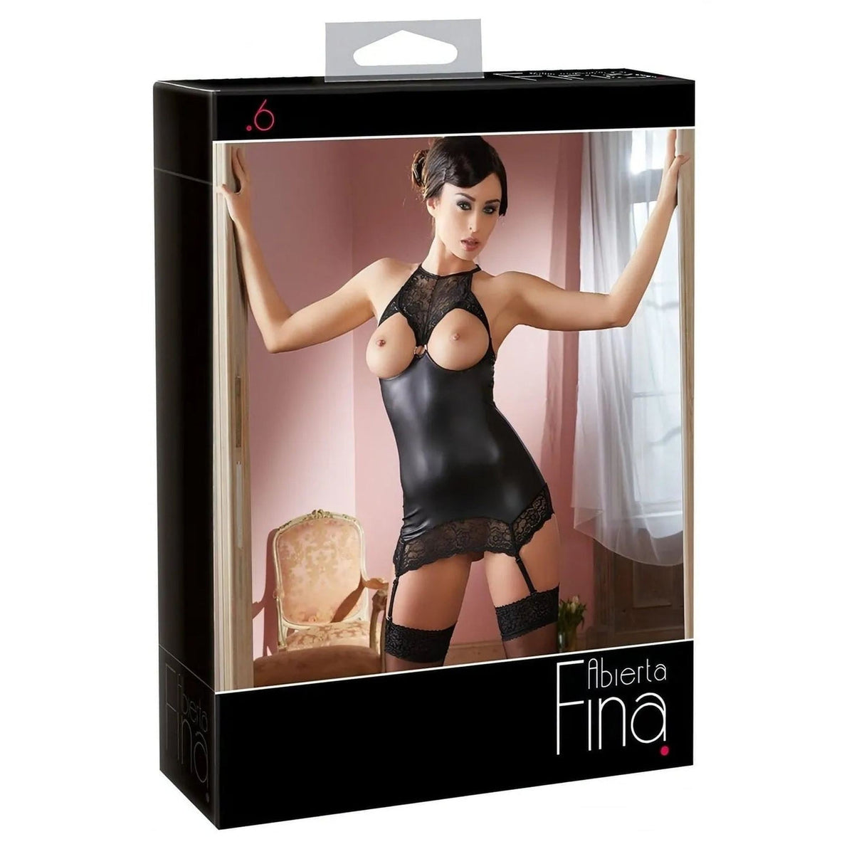 Vestitino in vinile con inserti collo in pizzo nobile