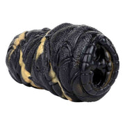 Vista laterale vibratore silicone nero oro canali interni ad anelli concentrici