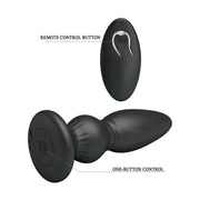 Plug anale nero con controllo a un pulsante e telecomando remoto