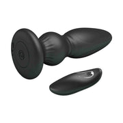 Top view plug anale nero con simbolo accensione e telecomando