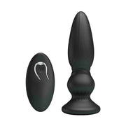 Plug anale nero in silicone con telecomando wireless e finitura opaca