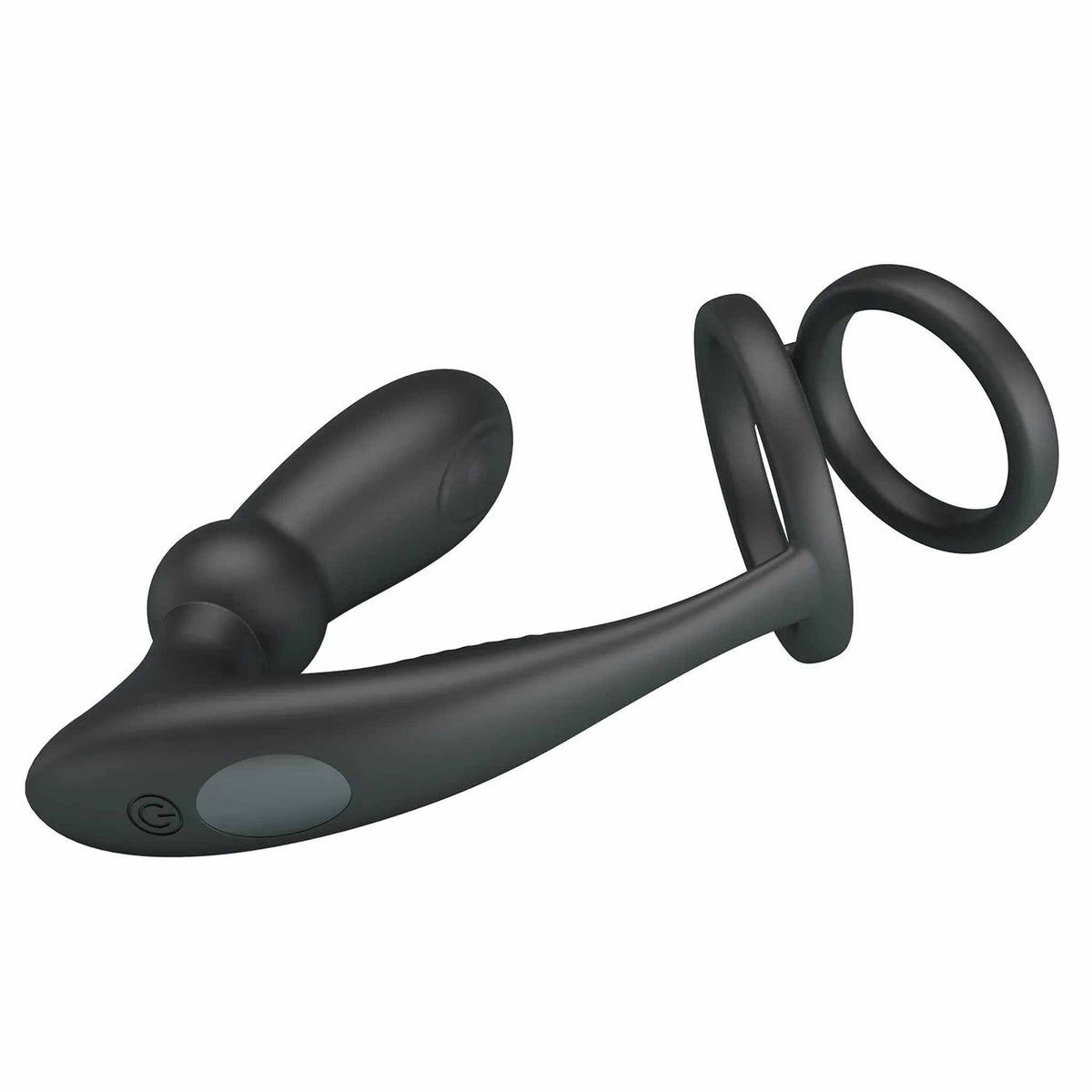 Vibratore anale nero silicone opaco Y pulsante G incasso grigio scuro