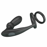 Vibratore anale nero silicone opaco Y pulsante G incasso grigio scuro