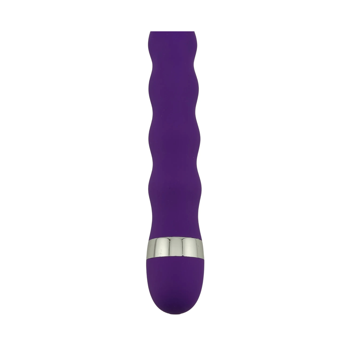 Dettaglio corpo centrale vibratore viola con rilievi verticali e superficie in silicone