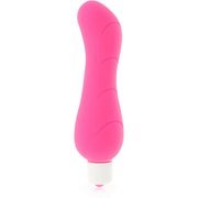 Vibratore rosa acceso in silicone per punto G con texture morbida e incisioni