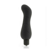 Vibratore nero opaco con superficie ondulata e controllo pulsante integrato