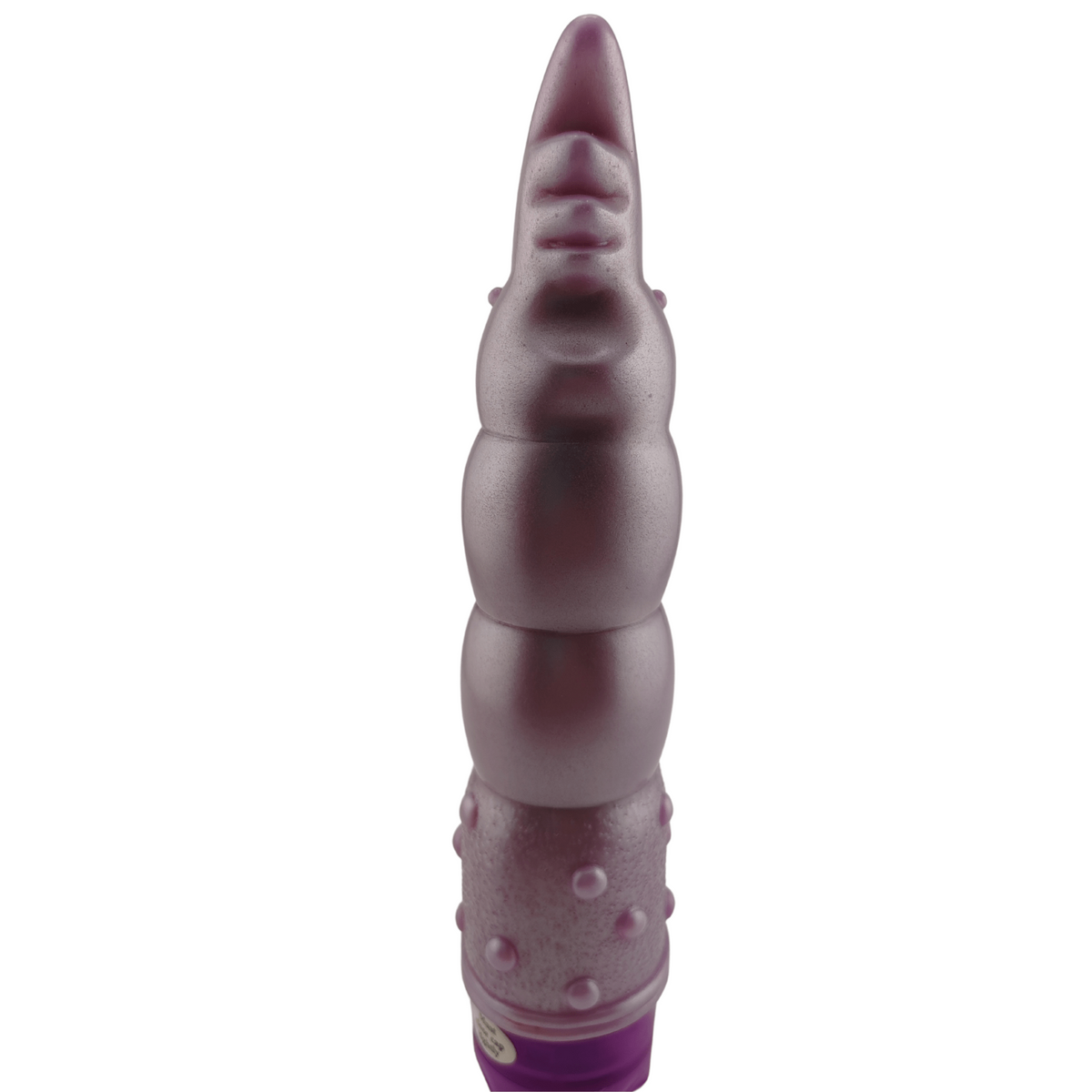 Vibratore Design Alluring Moon Cox viola frontale con testa a forma di labbra e texture granulosa