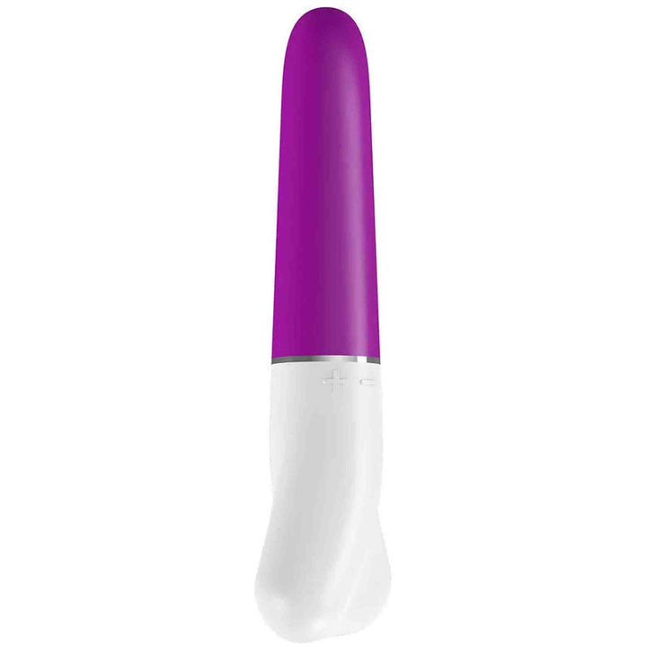 Vibratore design OVO D1 corpo viola opaco base bianca fascia argento