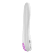 Vibratore OVO F6 bianco e rosa con base ergonomica e controlli pulsanti