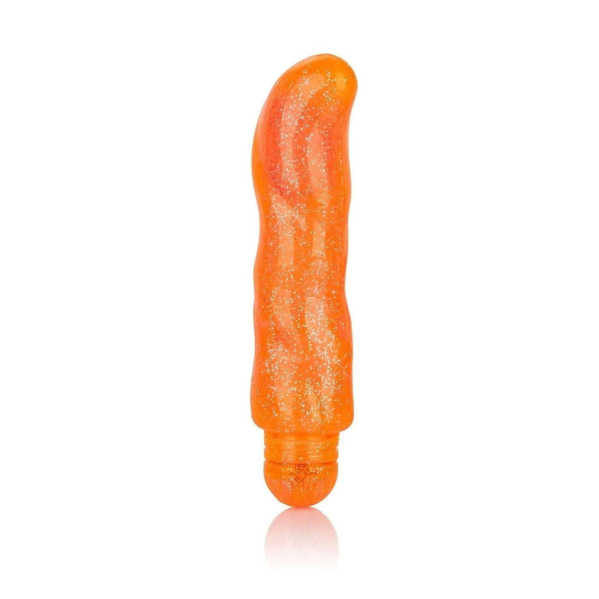 Vibratore Punto G arancione traslucido con particelle brillanti