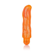 Vibratore Punto G arancione traslucido con particelle brillanti