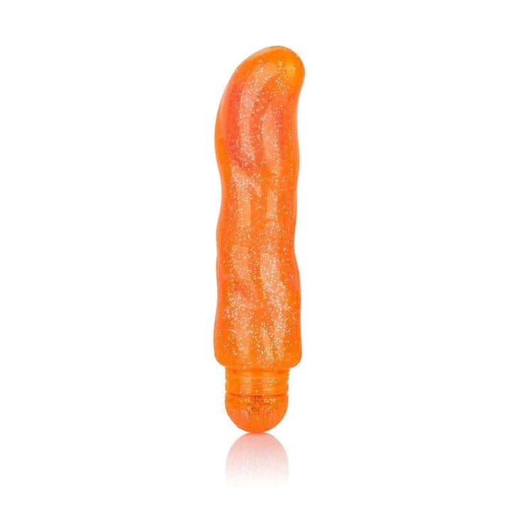 Vibratore Punto G arancione traslucido con particelle brillanti