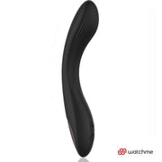 Vibratore nero in silicone con pulsanti M e accensione su base rosa dorata