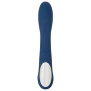 Retro vibratore rabbit blu scuro con logo 'TOYS' numero 2 e apertura ricarica bianca