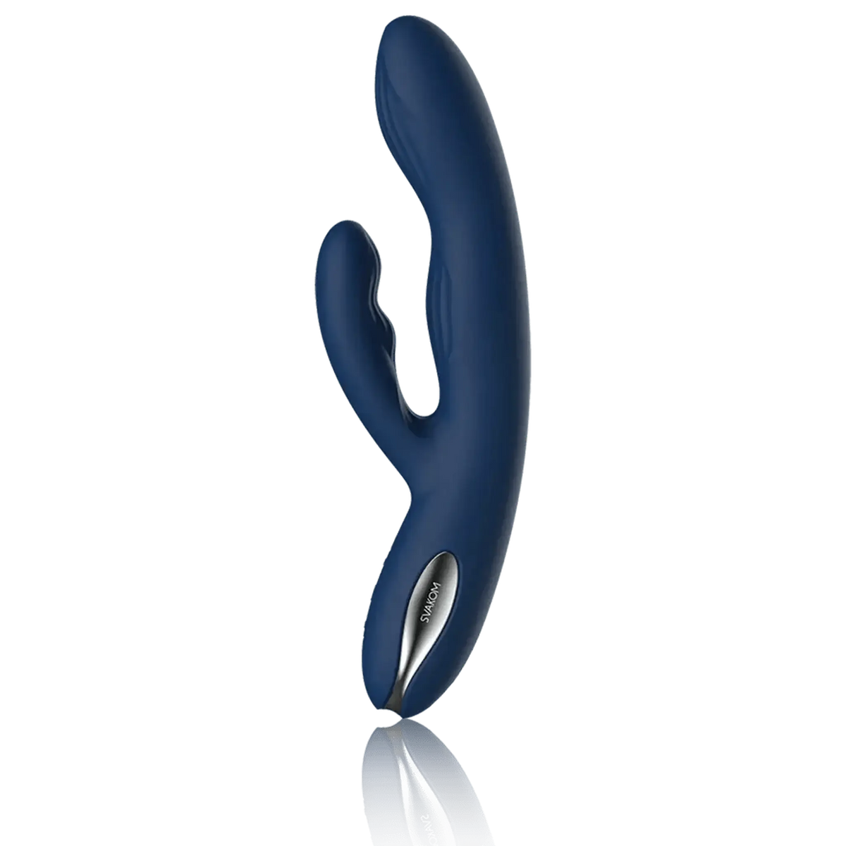 Vibratore rabbit Aylin blu scuro in silicone medicale con base metallica SVAKOM