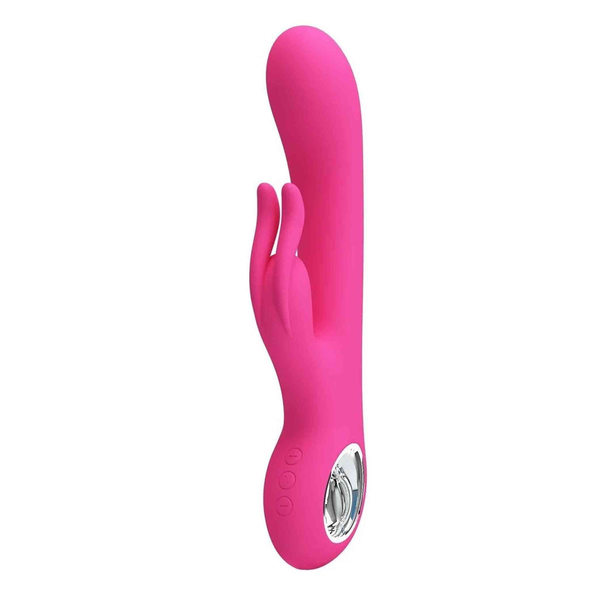 Vibratore rabbit rosa con design a coniglio, orecchie e pulsanti funzione