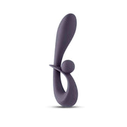 Vibratore rabbit grigio scuro in silicone vellutato con forma ergonomica e orecchietta sferica