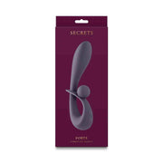 Confezione bordeaux vibratore rabbit SECRETS con logo oro e design ergonomico visibile