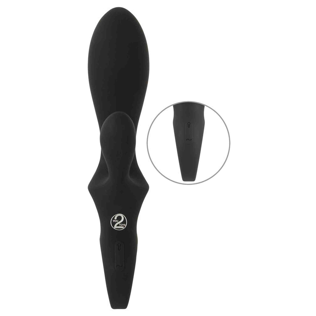 Vibratore a coniglio nero in silicone con pulsanti di controllo modalità vibrazione