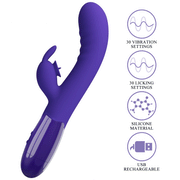 Vibratore rabbit silicone viola con 30 impostazioni vibrazione e 30 licking settings