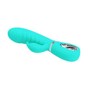 Vibratore rabbit turchese diagonale con controlli a simboli incisi