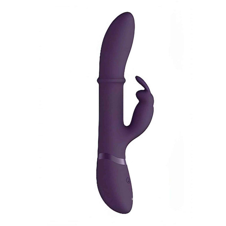 Vibratore rabbit viola VIVE HALO con finitura silicone morbido e banda metallica orizzontale