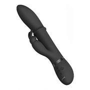 Vibratore rabbit nero opaco VIVE HALO con anello metallico argentato e design ergonomico