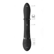 Vibratore rabbit nero VIVE HALO con diagramma tecnico movimento verticale anello
