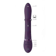 Vibratore rabbit viola scuro VIVE HALO con etichette tecniche strati silicone a 10 livelli