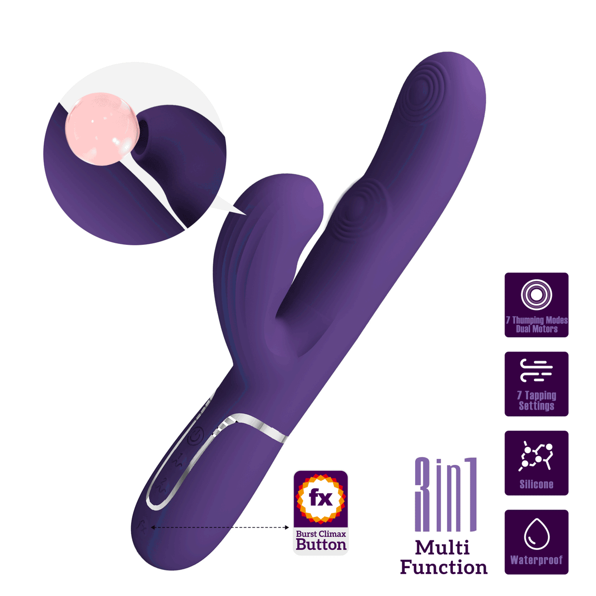 Vibratore Rabbit e Succhiaclitoride con Pulsazione