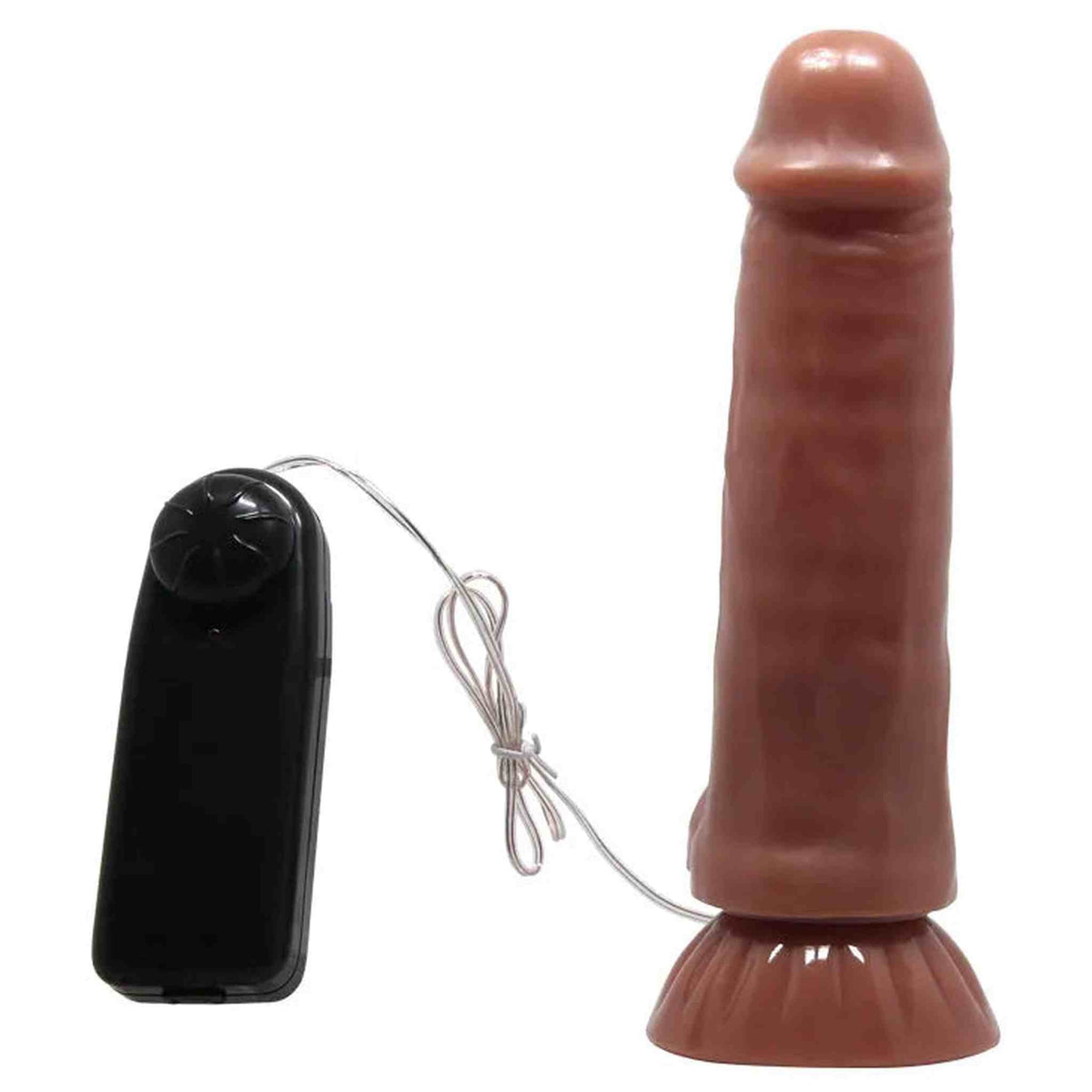 Vibratore anatomico pelle lucida con base ventosa e telecomando stella