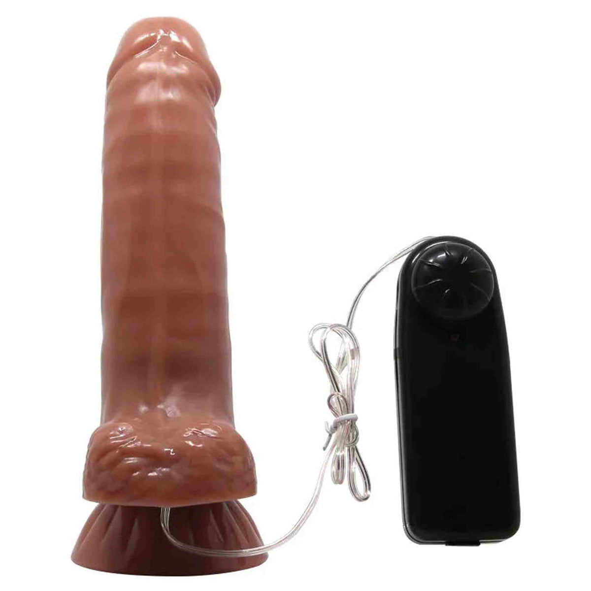 Vibratore realistico pelle 18,5 cm con base scroto e telecomando