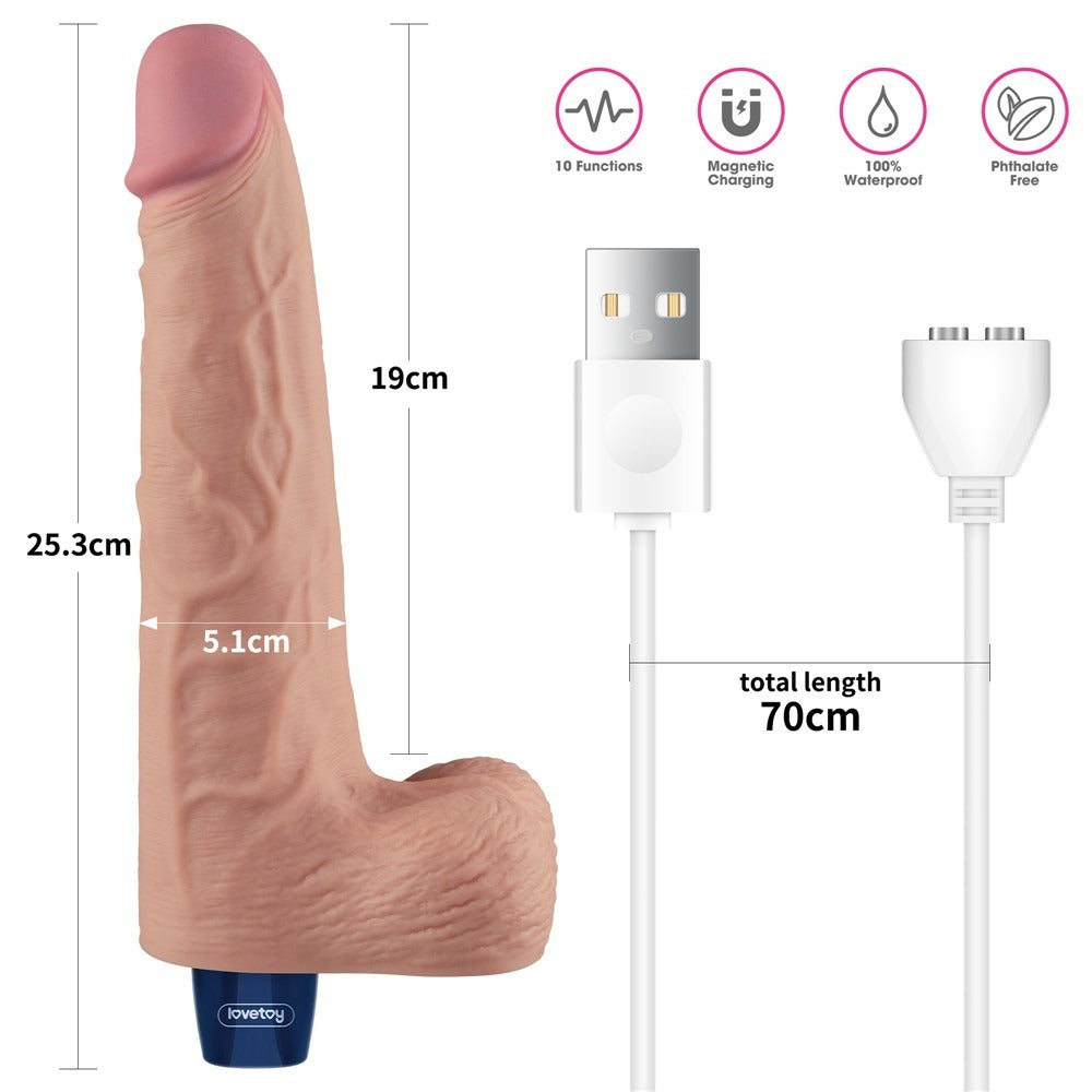 Vibratore Realistico con Testicoli 25.3 cm