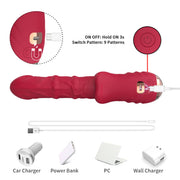 Vibratore rosso con cavo USB-C magnetico e compatibilità ricarica universale