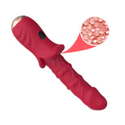 Dettaglio texture vibratore rosso con sfere traslucide sulla superficie in silicone