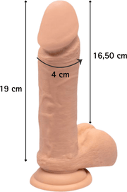Misura vibratore realistico 19 cm altezza diametro 4 cm con linee indicatrici dimensioni
