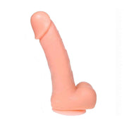 Vibratore falloide color carne su base piatta con dettagli pelle