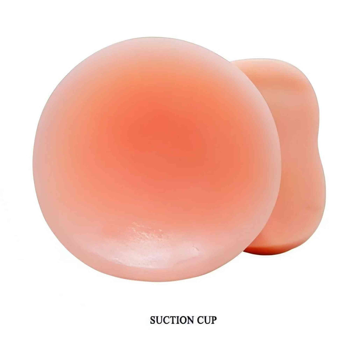 Doppio dildo in silicone colore carne con ventosa e forma irregolare