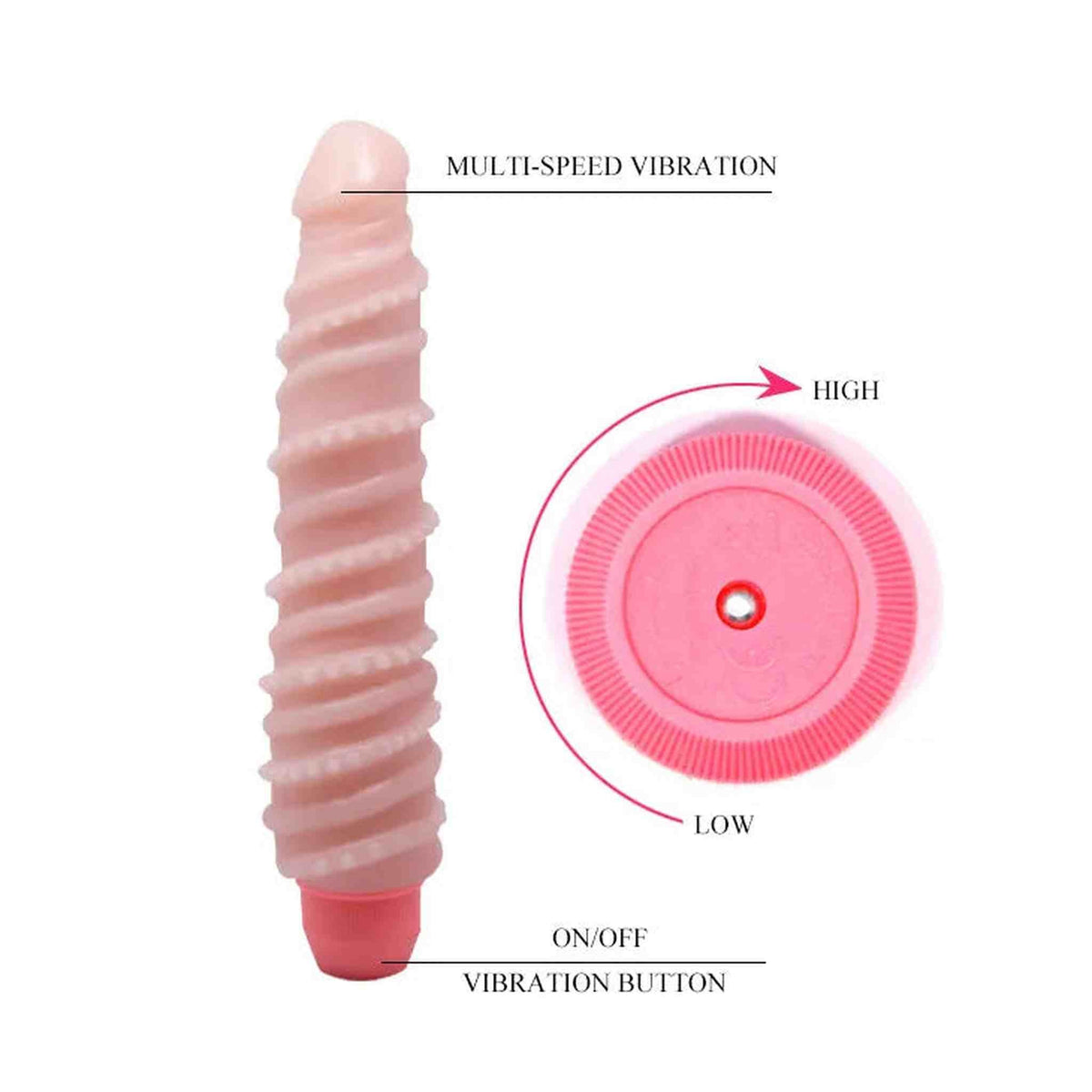 Vibratore rosa carne pulsante on/off multi-speed con base rossa