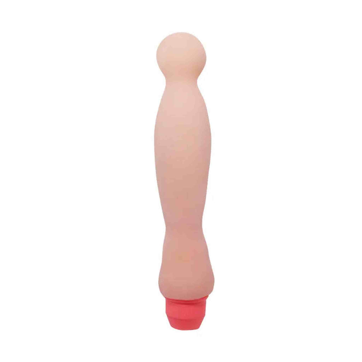 Vibratore rosa carne in silicone opaco con corpo sinuoso e base cilindrica