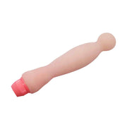 Vibratore rosa carne in silicone con spina modulabile a forma di cuore e base a vite