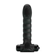 Vibratore da dito nero con simboli CE e riciclaggio sulla base di vibrazione